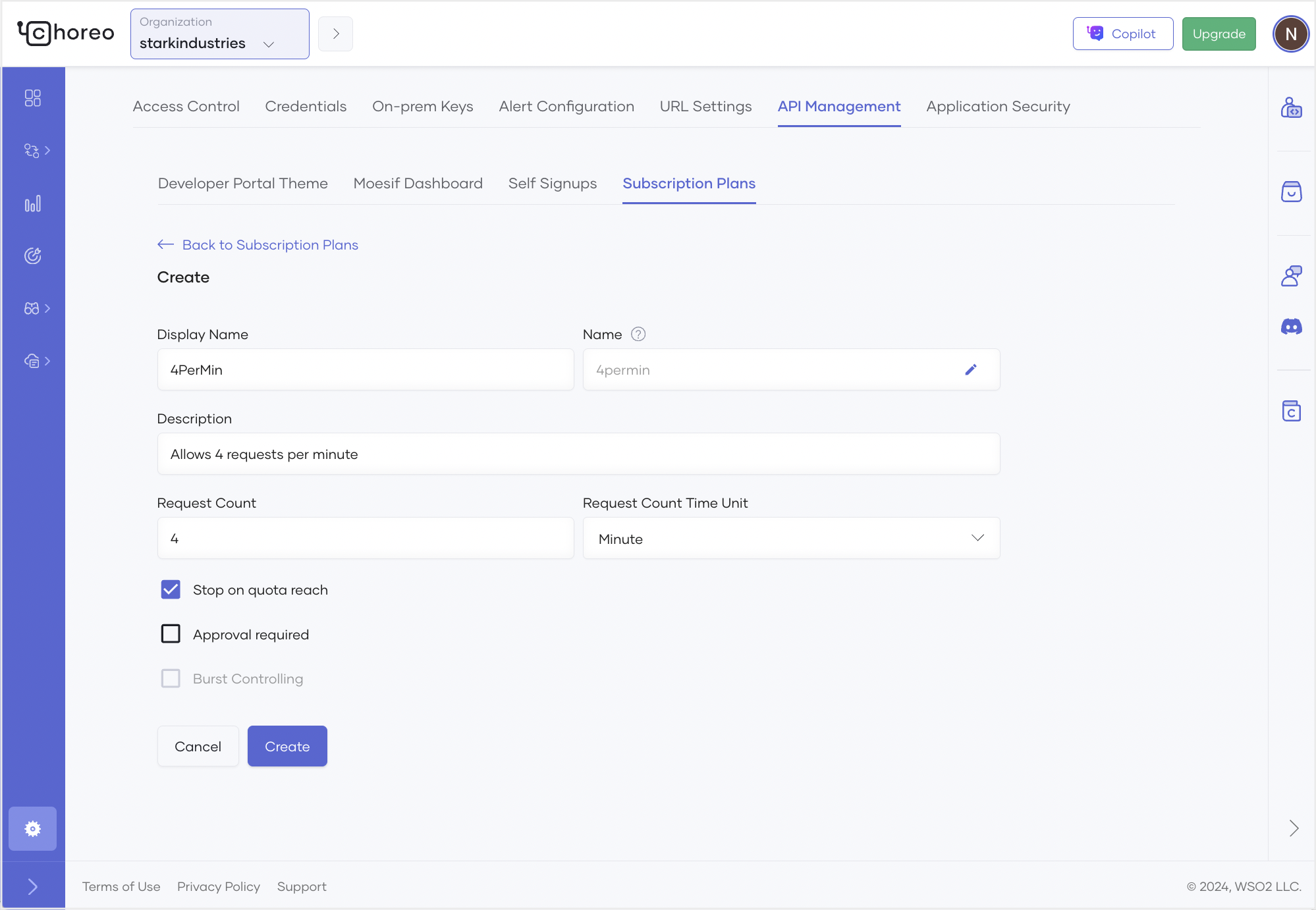 Create subscription plan