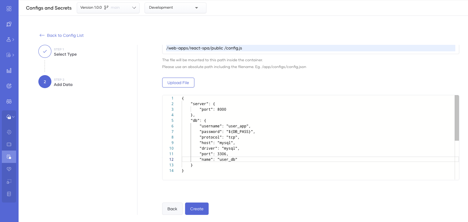 Configuration File Mount Page
