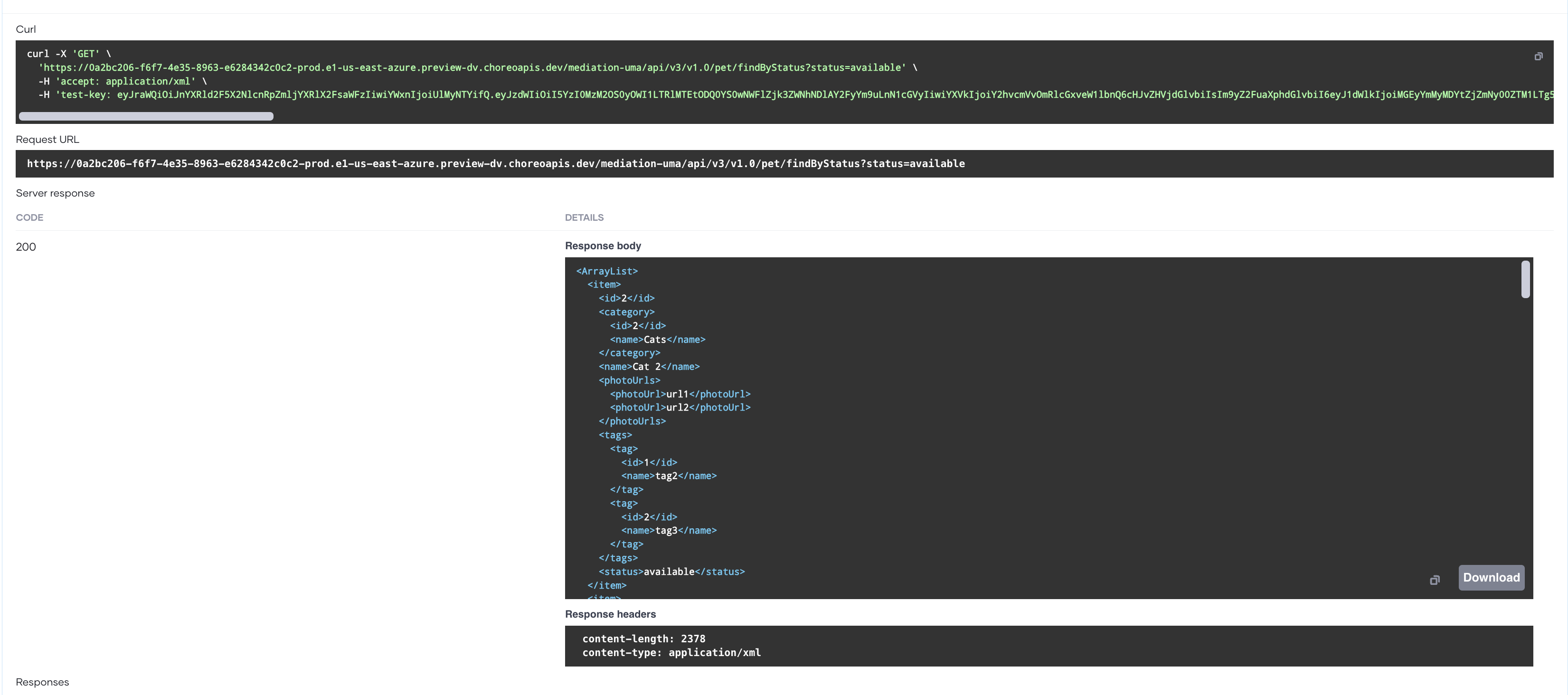 API proxy response
