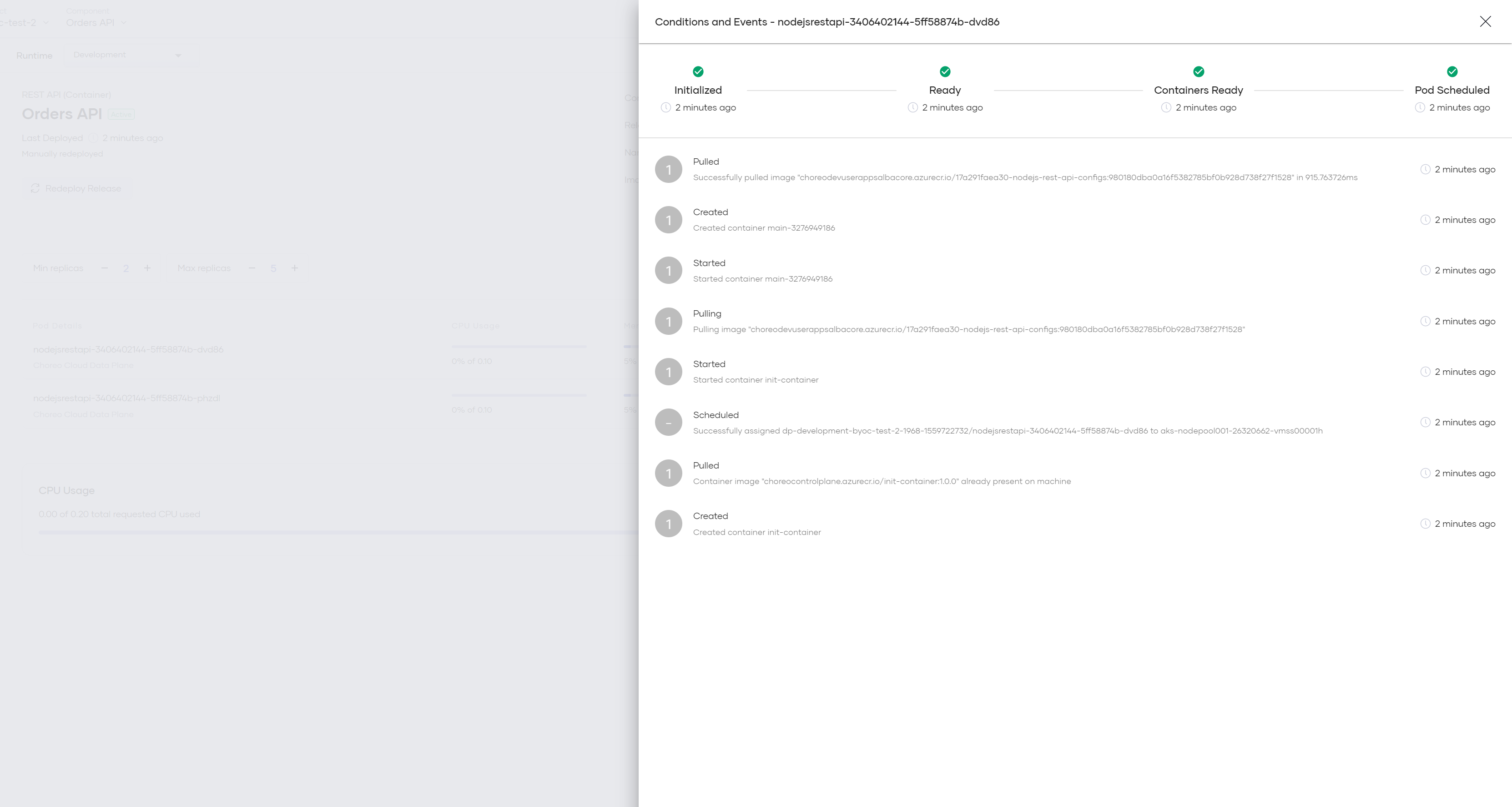 Container conditions and events