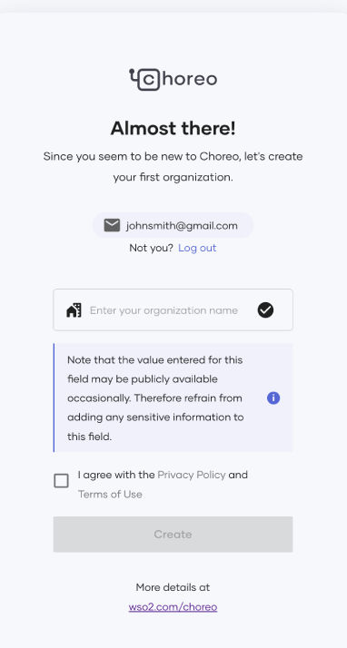 Create an organization in WSO2 Developer Platform