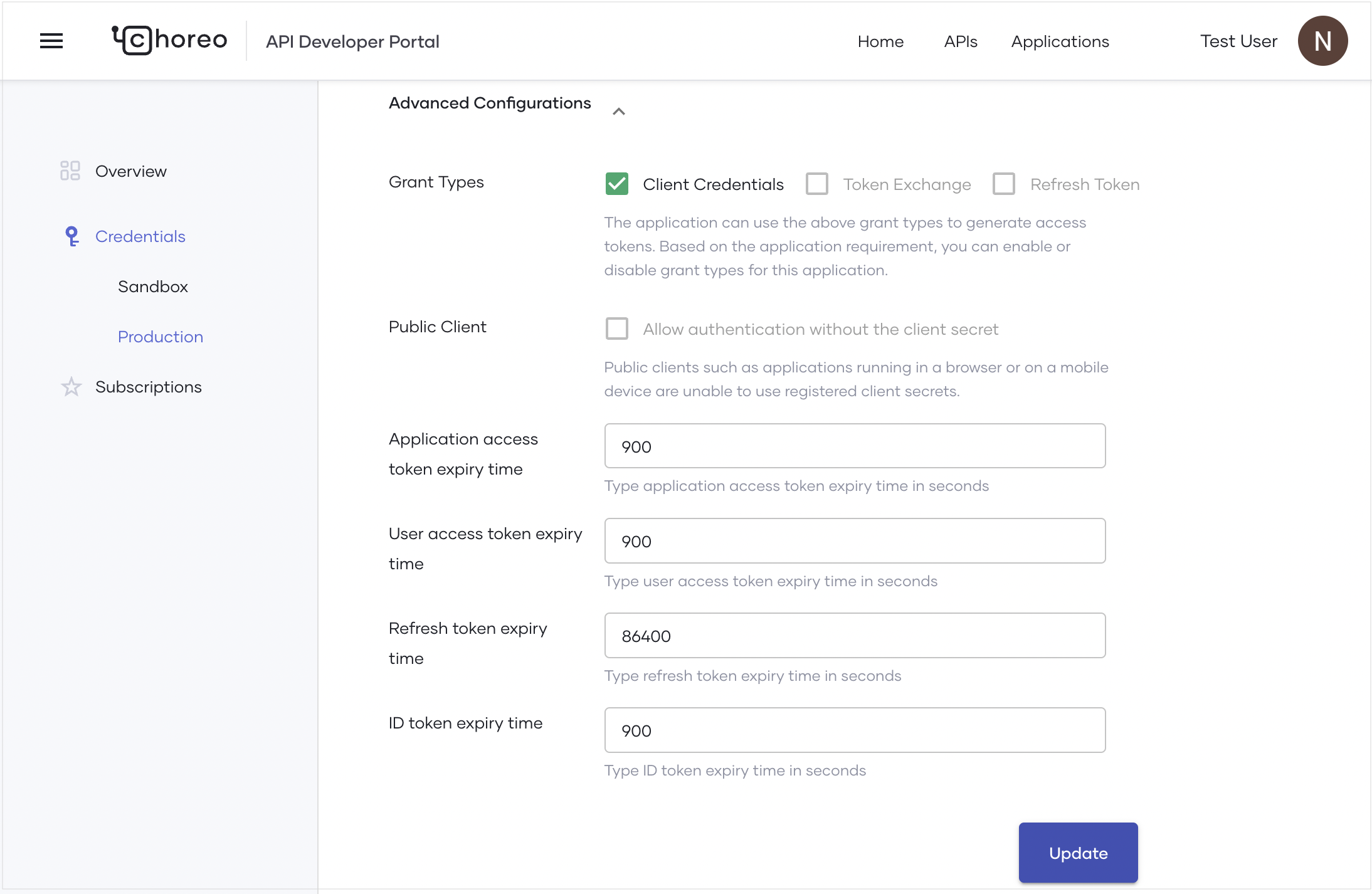 Update token expiry time