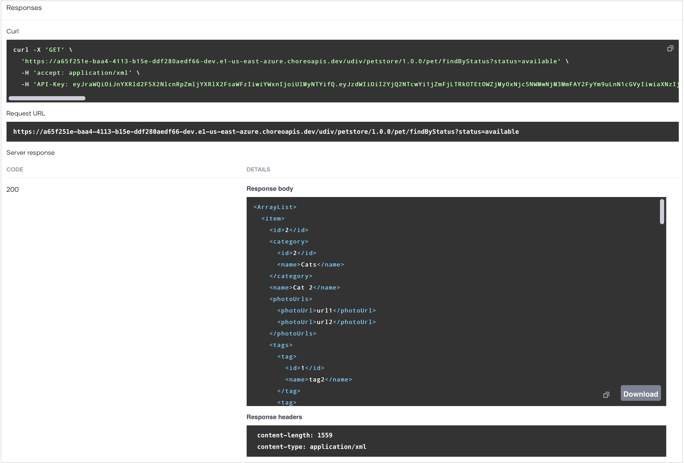 API proxy response