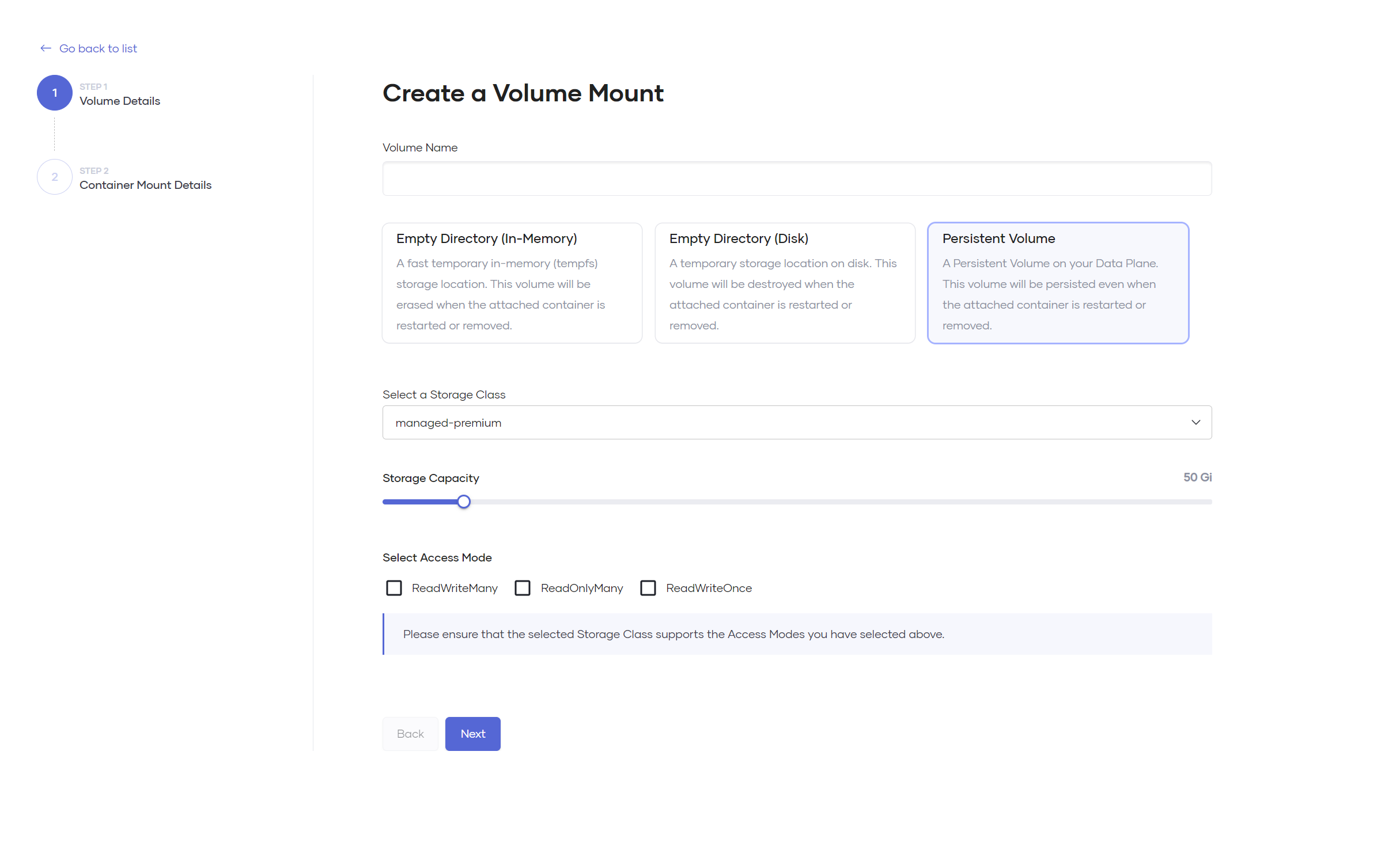 Create persistent storage